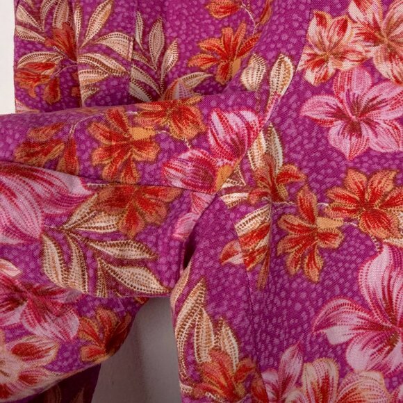 LOFT Floral Flowy Wide Leg Linen Pants Pull On Size Large L EUC - Picture 6 of 13